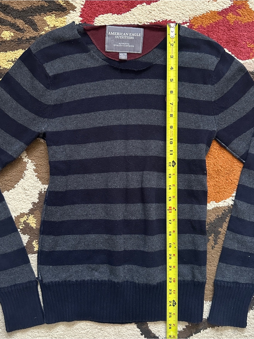 American Eagle Striped Cotton Wool Sweater | Size XS - Picture 5 of 8